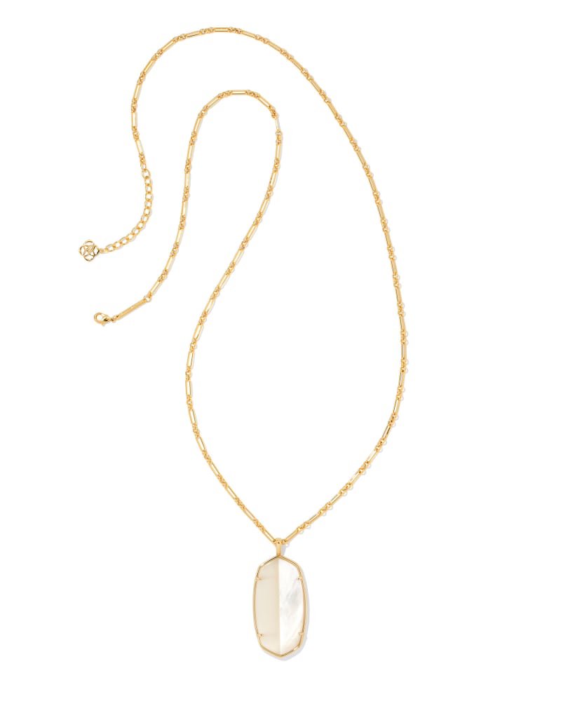 Reid Gold Intarsia Long Pendant Necklace in White Intarsia image number 1